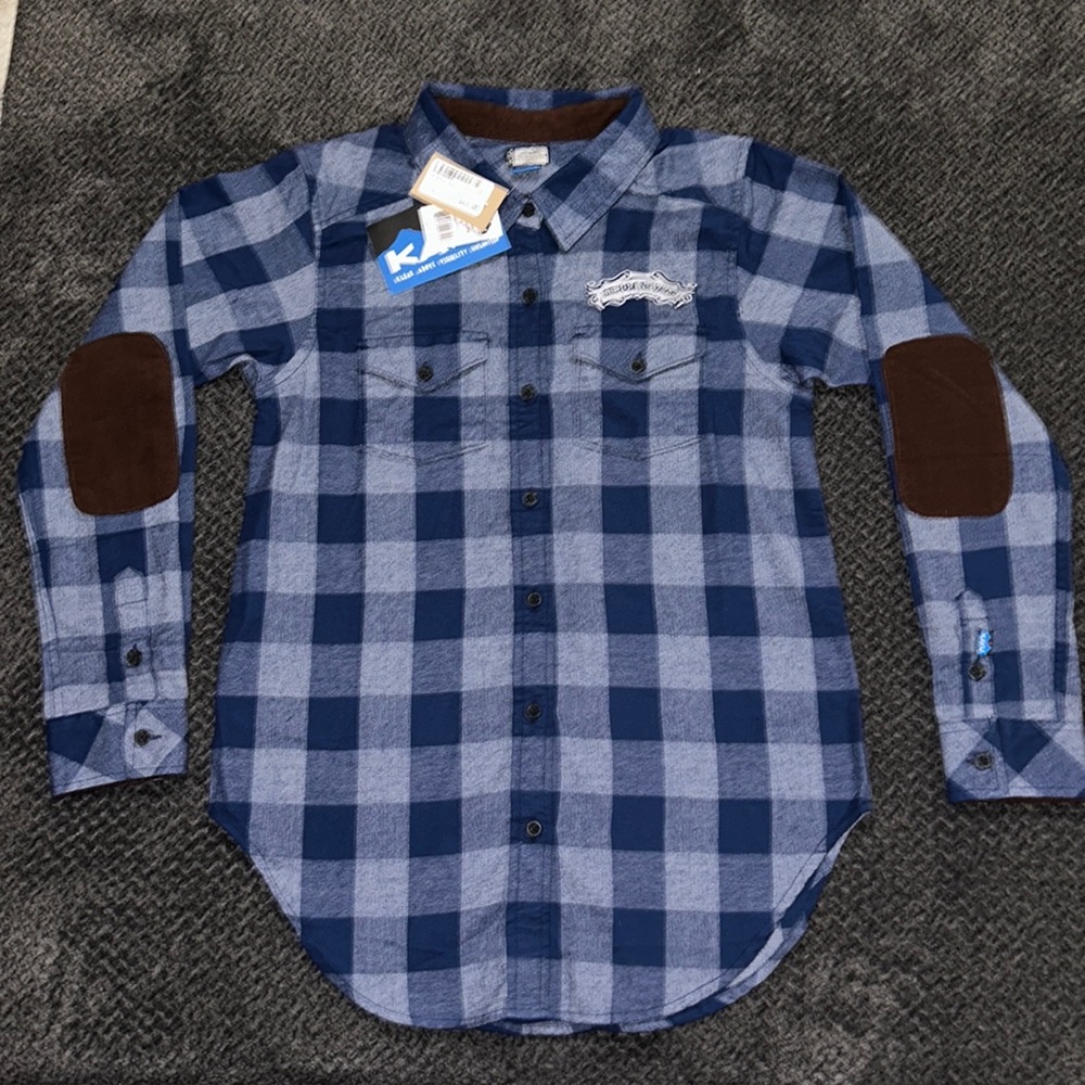 Women's Kavu Billie Jean Long Sleeve Blue Flannel Button Up
